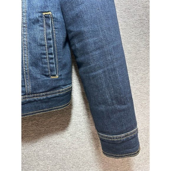 Old Navy Jean Jacket Women L Pocket Denim Button Up Long Sleeve Medium Wash Blue - Picture 3 of 10